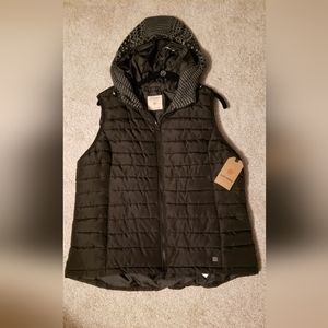 Ladies Quilted Vest with Printed Hood